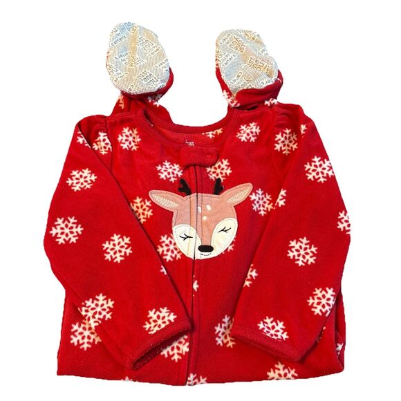 Carter’s Just One You Toddler Girls Red Reindeer Fleece Sleeper Pajamas Size 2T - Picture 2 of 8